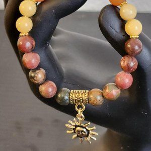 Orange Aventurine, Calcite, Picasso Jasper Stretchy Bracelet